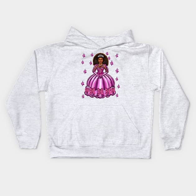 Princess -  Black Afro Princess in purple with stars  7 ! beautiful  black girl with Afro hair, brown eyes and dark brown skin. Hair love ! Kids Hoodie by Artonmytee